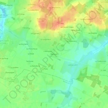 Carte topographique Martigne, altitude, relief