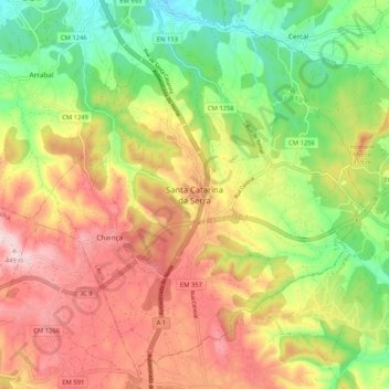 Carte topographique Santa Catarina da Serra, altitude, relief