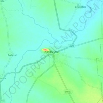 Carte topographique Navalagunda, altitude, relief
