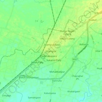 Carte topographique Islampur, altitude, relief