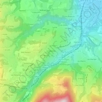 Carte topographique Les Molettes, altitude, relief