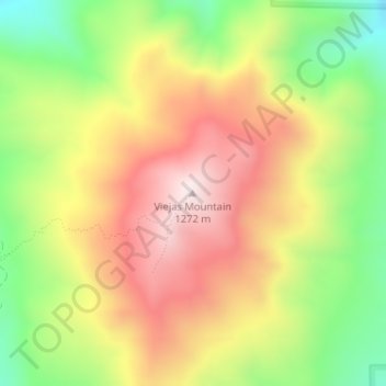 Carte topographique Viejas Mountain, altitude, relief