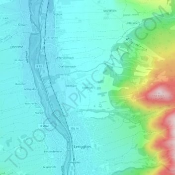 Carte topographique Unterluß, altitude, relief