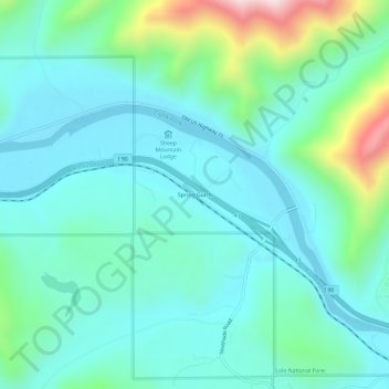 Carte topographique Spring Gulch, altitude, relief