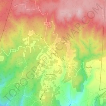 Carte topographique Pouzol, altitude, relief
