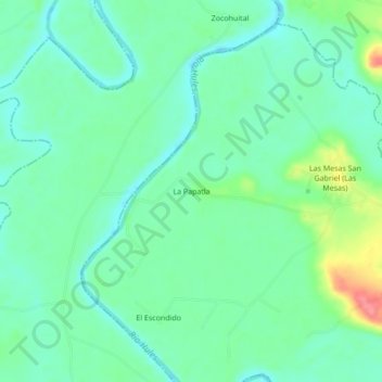 Carte topographique La Papatla, altitude, relief