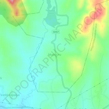 Carte topographique Madduru, altitude, relief