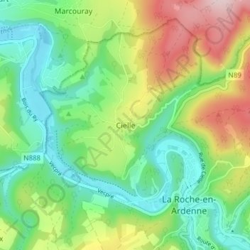 Carte topographique Cielle, altitude, relief