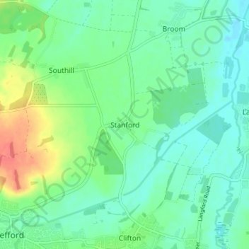 Carte topographique Stanford, altitude, relief