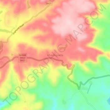 Carte topographique Khadkipada, altitude, relief