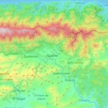 Carte topographique Guatire, altitude, relief