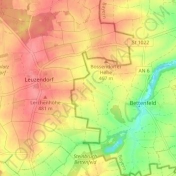 Carte topographique Reusch, altitude, relief