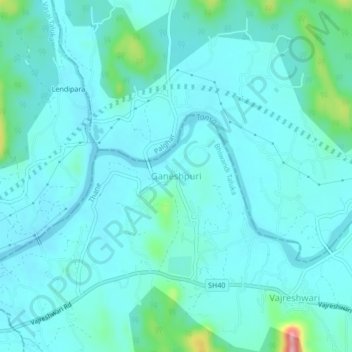 Carte topographique Ganeshpuri, altitude, relief
