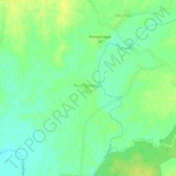 Carte topographique Pushpanagar (b), altitude, relief