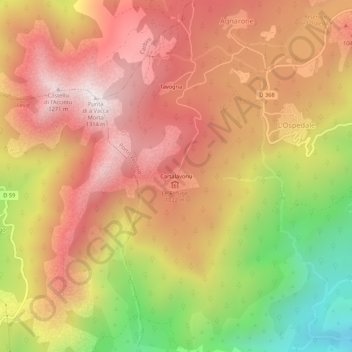 Carte topographique Cartalavonu, altitude, relief