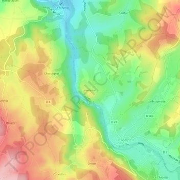 Carte topographique Verdezun, altitude, relief