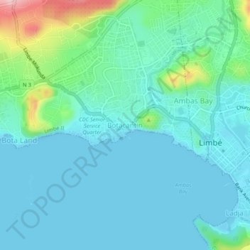 Carte topographique Botacantin, altitude, relief