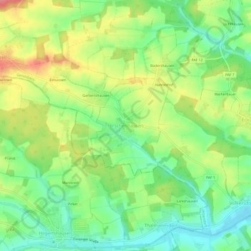 Carte topographique Hirschenhausen, altitude, relief