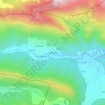 Carte topographique Les Remises, altitude, relief