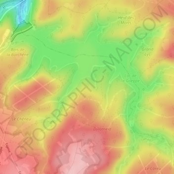 Carte topographique Hoboster, altitude, relief