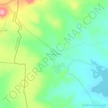 Carte topographique Kanukurthy, altitude, relief