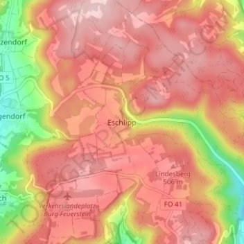 Carte topographique Eschlipp, altitude, relief