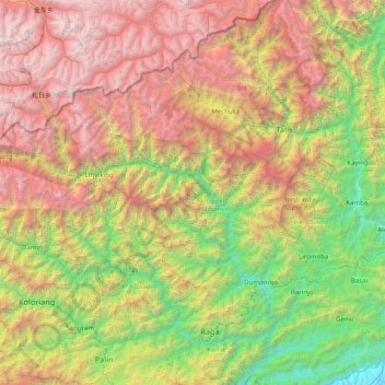 Carte topographique Upper Subansiri, altitude, relief
