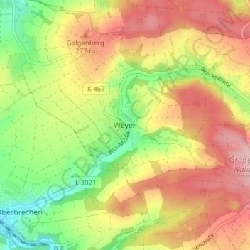 Carte topographique Weyer, altitude, relief
