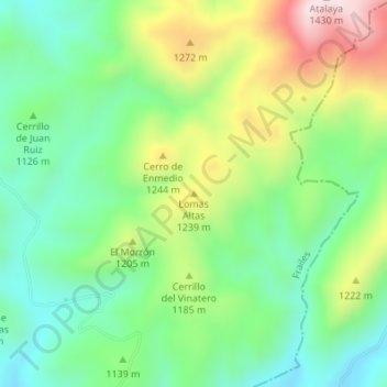 Carte topographique Lomas Altas, altitude, relief