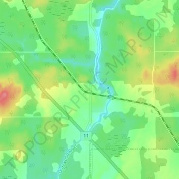 Carte topographique Monteith, altitude, relief