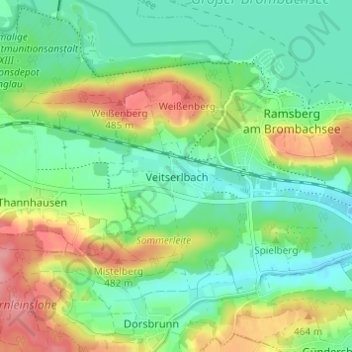 Carte topographique Veitserlbach, altitude, relief