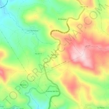 Carte topographique Aguafria, altitude, relief
