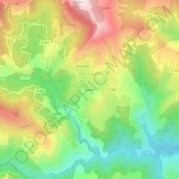 Carte topographique Capella, altitude, relief