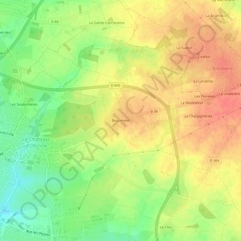 Carte topographique Beaumont, altitude, relief