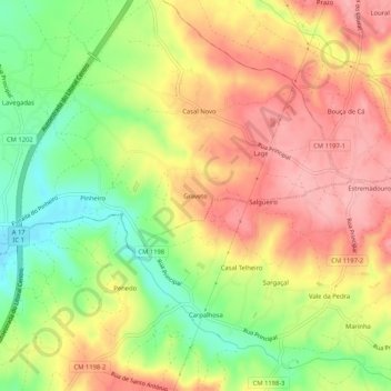 Carte topographique Graveto, altitude, relief