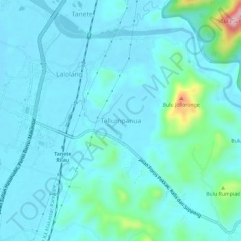 Carte topographique Tellumpanua, altitude, relief