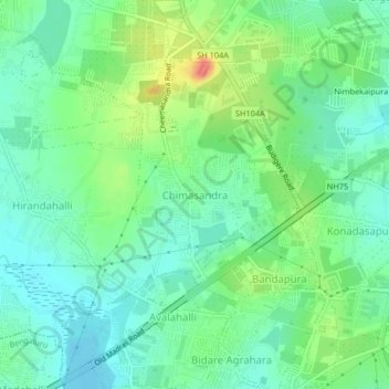 Carte topographique Chimasandra, altitude, relief