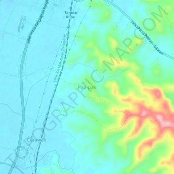 Carte topographique Pao-pao, altitude, relief