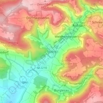 Carte topographique Stübig, altitude, relief