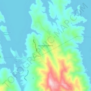 Carte topographique Berryessa Highlands, altitude, relief