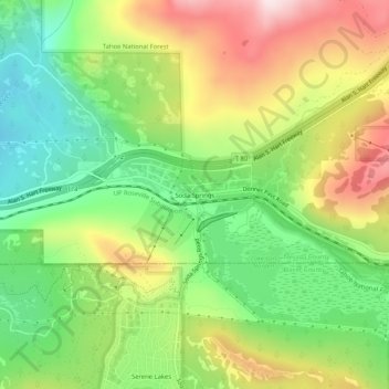 Carte topographique Soda Springs, altitude, relief