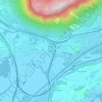 Carte topographique Morétel, altitude, relief