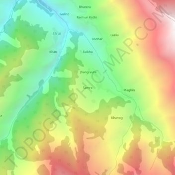 Carte topographique Samra, altitude, relief