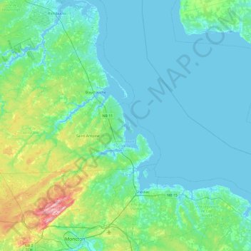 Carte topographique Surette Island, altitude, relief