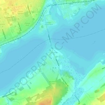 Carte topographique Rossmore, altitude, relief