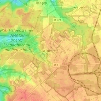 Carte topographique Wildenrath, altitude, relief