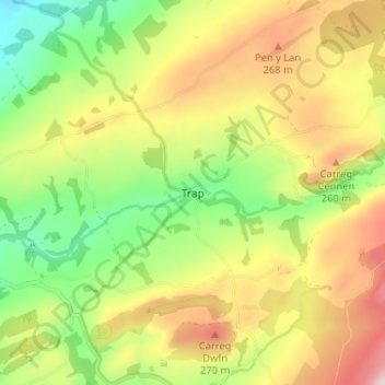 Carte topographique Trap, altitude, relief