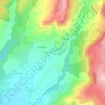 Carte topographique Le Moroux, altitude, relief