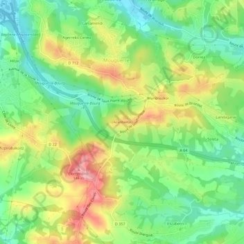Carte topographique Arantxeta, altitude, relief