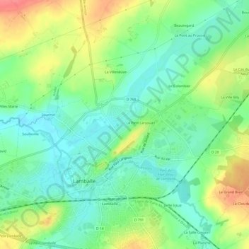Carte topographique la Guerine, altitude, relief